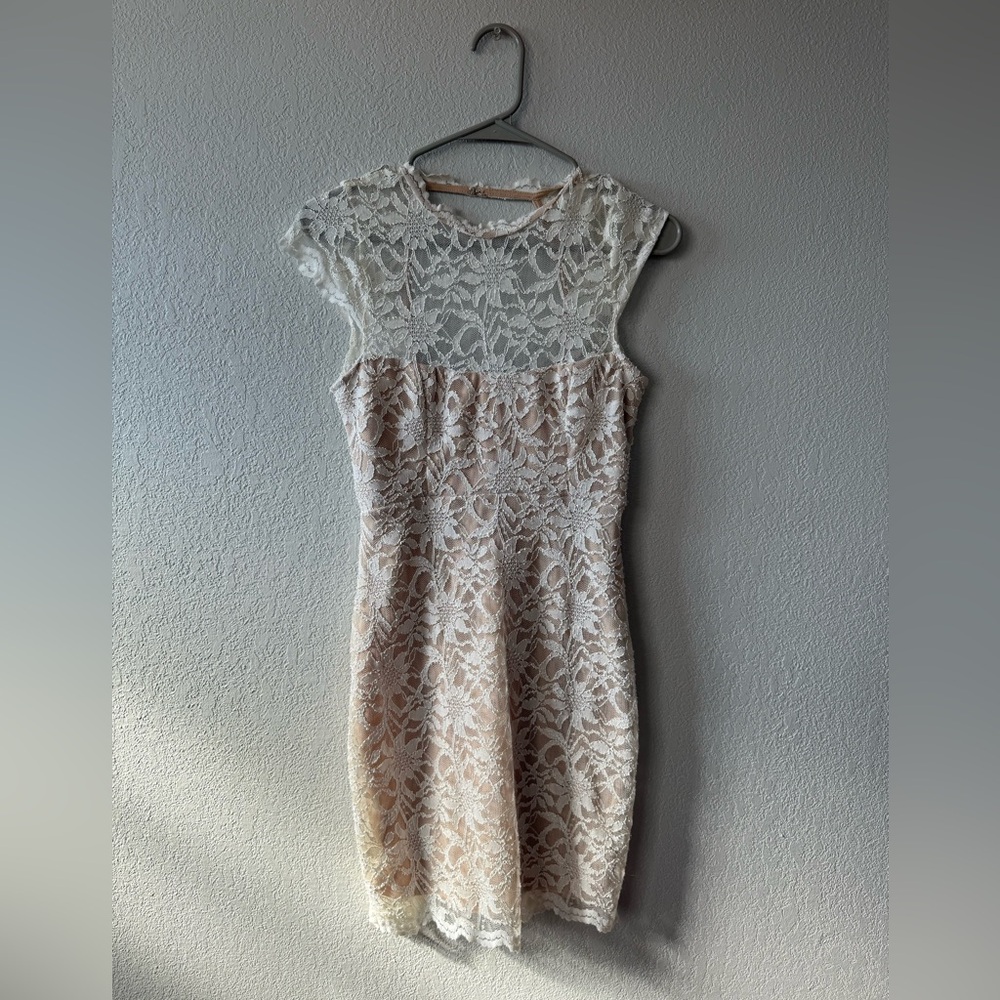 Jump Lace Overlay Mini Dress in Cream